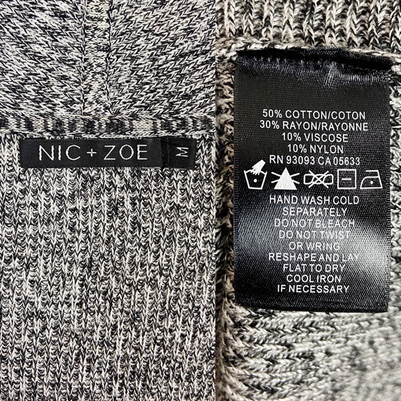 NIC + ZOE Black and Grey Speckled Cardigan Sweater Size Medium - Picture 7 of 7